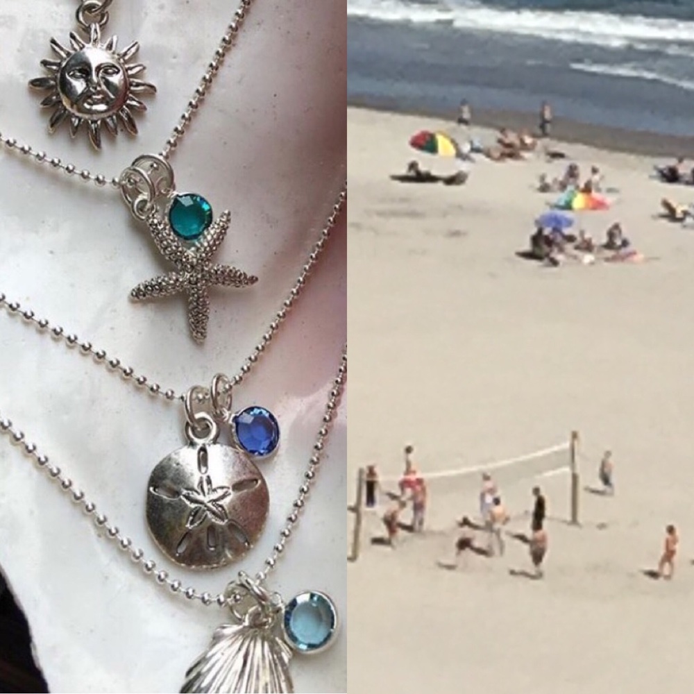 MADE 4 YOU!
Sterling silver summer charm necklace w/Swarovski crystal